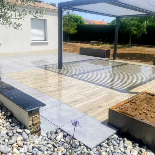 Terrasse sur plots Grès cérame paysagiste Chauché Sobelya (6)